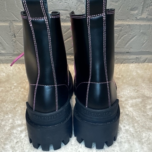 New Balenciaga Strike Ankle Combat Boots in Black and Fluo Pink Size 36 - Picture 7 of 10